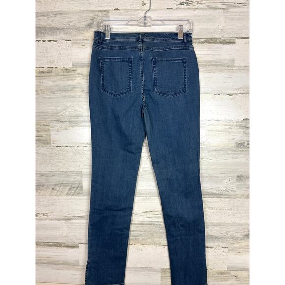 Lisa Rinna Women’s 4 Medium Wash Distressed Skinny Stretch Denim Jeans - Picture 2 of 5